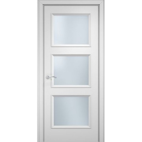 Межкомнатная дверь Мебель-Массив Сицилия 4 Эмаль белая витраж с гравировкой