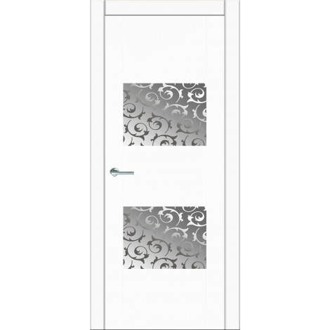 Межкомнатная дверь Мебель-Массив Толедо Эмаль белая полотно с остеклением витраж пескоструй
