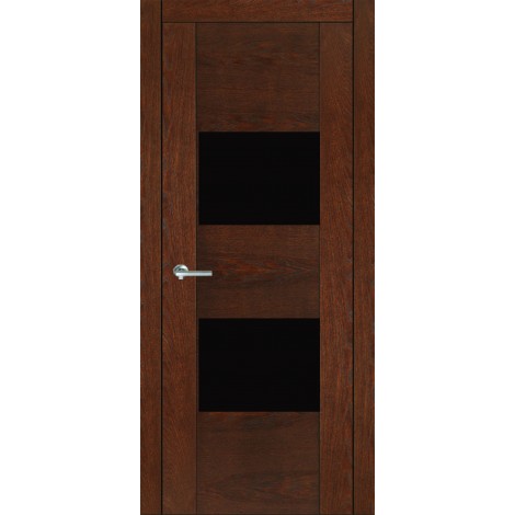 Межкомнатная дверь Мебель-Массив Толедо Коньячный дуб полотно с остеклением (стекло черное)
