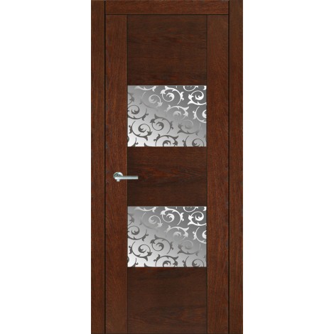 Межкомнатная дверь Мебель-Массив Толедо Коньячный дуб полотно с остеклением витраж пескоструй