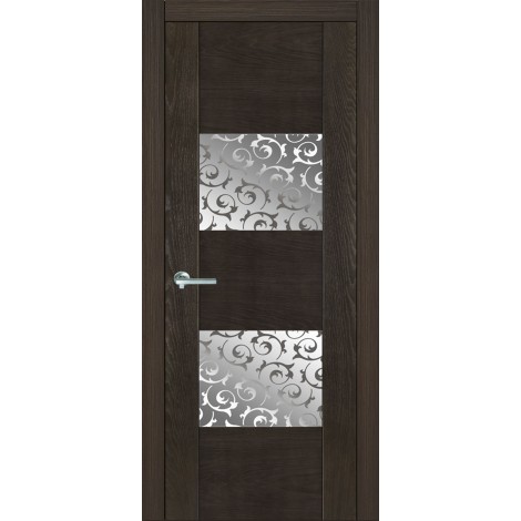 Межкомнатная дверь Мебель-Массив Толедо Пепельный дуб полотно с остеклением витраж пескоструй