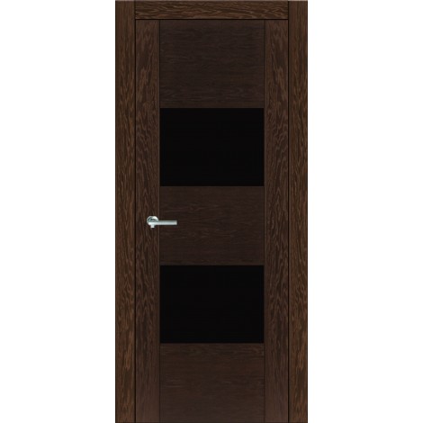 Межкомнатная дверь Мебель-Массив Толедо Темный дуб полотно с остеклением (стекло черное)