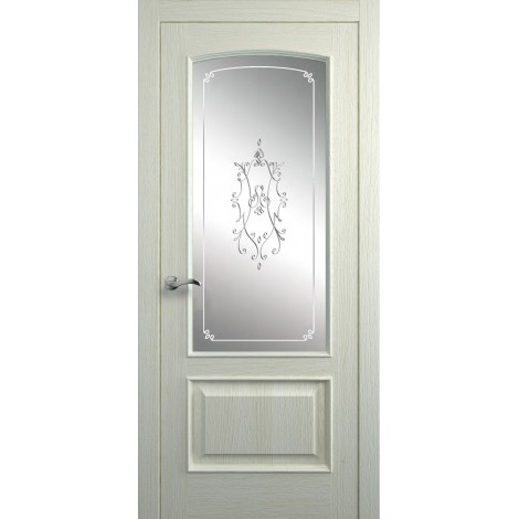 Межкомнатная дверь Мебель-Массив Венеция Эмаль RAL 1013 без патины полотно с остеклением витраж