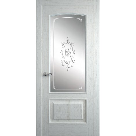 Межкомнатная дверь Мебель-Массив Венеция Эмаль RAL 9010 без патины полотно с остеклением витраж