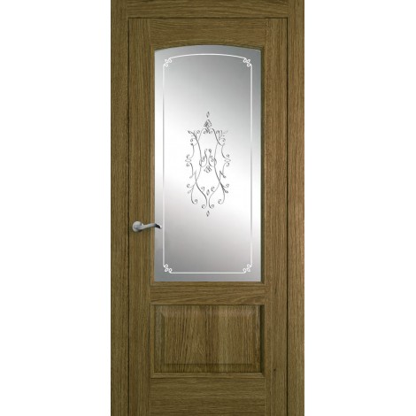 Межкомнатная дверь Мебель-Массив Венеция Светлый дуб без патины полотно с остеклением витраж