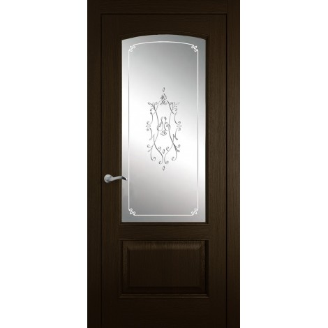 Межкомнатная дверь Мебель-Массив Венеция Темный дуб без патины полотно с остеклением витраж
