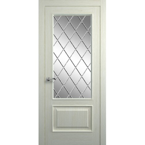 Межкомнатная дверь Мебель-Массив Верона Эмаль RAL 1013 без патины полотно с остеклением витраж