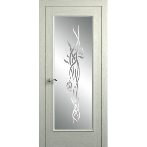 Межкомнатная дверь Мебель-Массив Виченца Эмаль RAL 1013 без патины полотно с остеклением витраж пескоструй