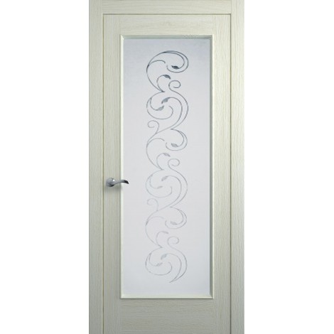 Межкомнатная дверь Мебель-Массив Виченца Эмаль RAL 1013 без патины полотно с остеклением витраж заливной