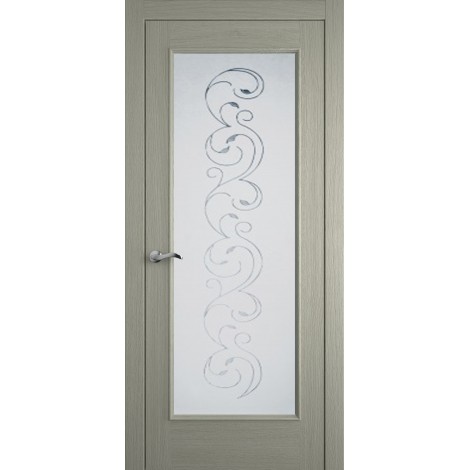 Межкомнатная дверь Мебель-Массив Виченца Эмаль RAL 7044 без патины полотно с остеклением витраж заливной