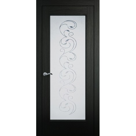 Межкомнатная дверь Мебель-Массив Виченца Эмаль RAL 9005 без патины полотно с остеклением витраж заливной