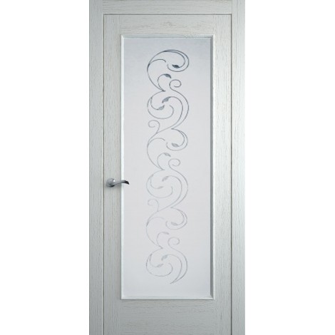 Межкомнатная дверь Мебель-Массив Виченца Эмаль RAL 9010 без патины полотно с остеклением витраж заливной