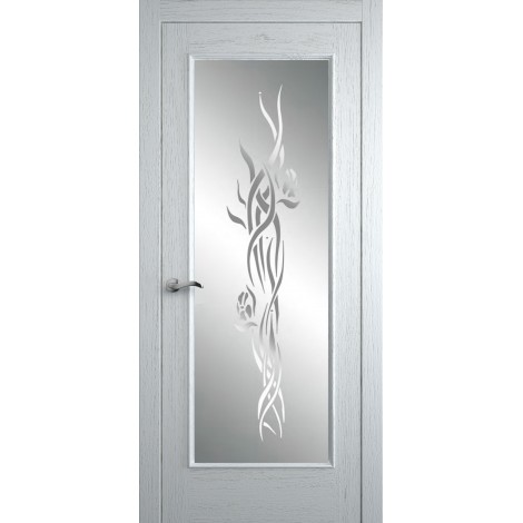 Межкомнатная дверь Мебель-Массив Виченца Эмаль белая без патины полотно с остеклением витраж пескоструй