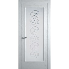 Межкомнатная дверь Мебель-Массив Виченца Эмаль белая патина полотно с остеклением витраж заливной