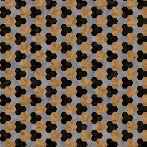 ПВХ плитка Moduleo Moods Hexagon Cluster 353 орнамент из планок формы Шестиугольник