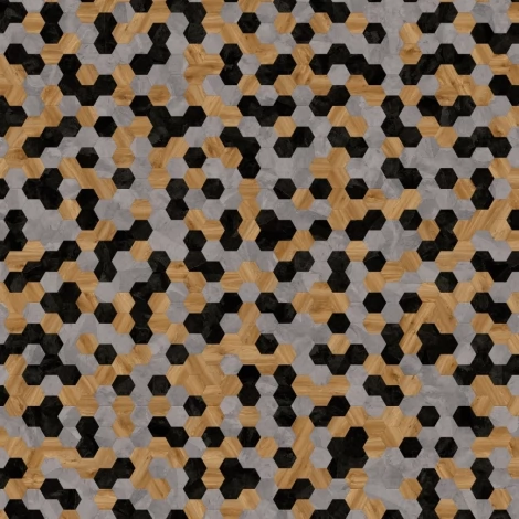 ПВХ плитка Moduleo Moods Hexagon Trio 343 орнамент из планок формы Шестиугольник