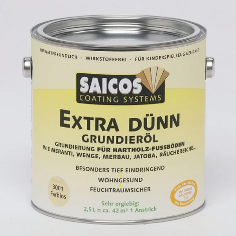 Грунтовка на основе масла для твердых и экзотических пород Saicos Extra Dunn Grundierol (Германия) 3001 бесцветная 2,5л