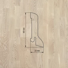 Плинтус Polarwood Oak White (Дуб Белый) шпон 22 x 60 мм