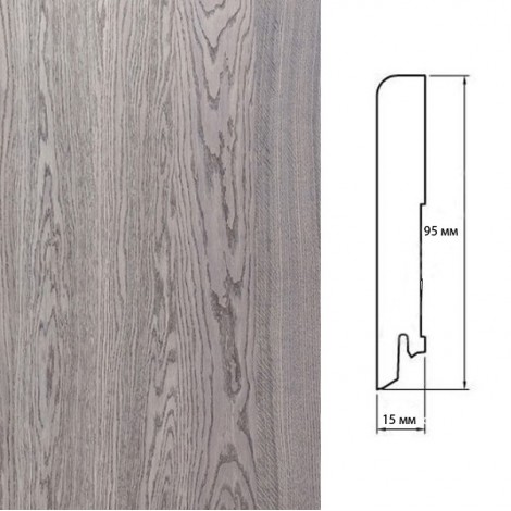 Плинтус Polarwood Oak Grey (Дуб Серый) шпон 15 x 95 мм