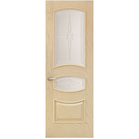 Межкомнатная дверь Sola Porte Алина Ясень латте текстурный полотно с остеклением Багетная серия
