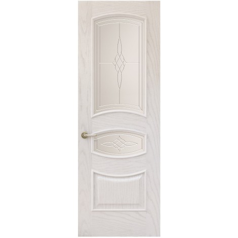 Межкомнатная дверь Sola Porte Алина Ясень белый текстурный полотно с остеклением Багетная серия