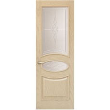 Межкомнатная дверь Sola Porte Алина 2 Ясень латте текстурный полотно с остеклением Багетная серия