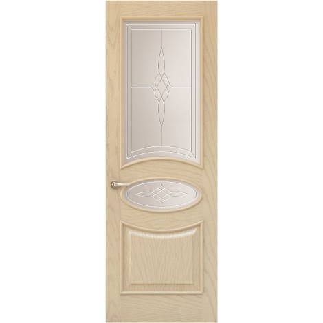 Межкомнатная дверь Sola Porte Алина 2 Ясень латте текстурный полотно с остеклением Багетная серия