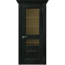 Межкомнатная дверь Sola Porte Кардинал 2 Ясень черный текстурный полотно с остеклением Багетная серия