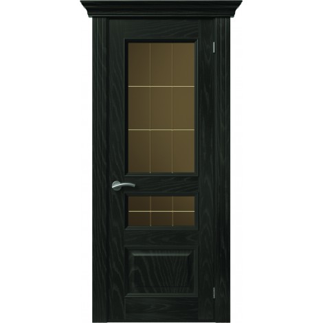Межкомнатная дверь Sola Porte Кардинал 2 Ясень черный текстурный полотно с остеклением Багетная серия