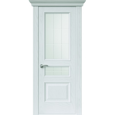 Межкомнатная дверь Sola Porte Кардинал 2 Ясень белый текстурный полотно с остеклением Багетная серия