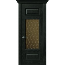 Межкомнатная дверь Sola Porte Кардинал 3 Ясень черный текстурный полотно с остеклением Багетная серия