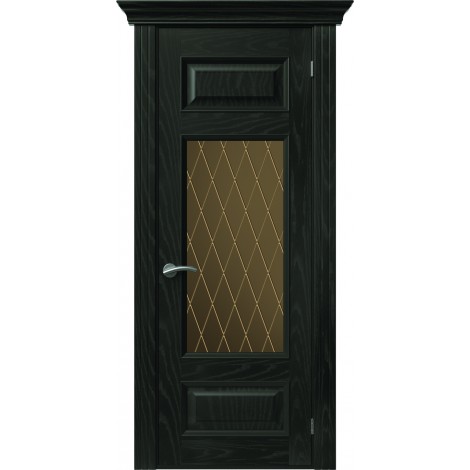 Межкомнатная дверь Sola Porte Кардинал 3 Ясень черный текстурный полотно с остеклением Багетная серия