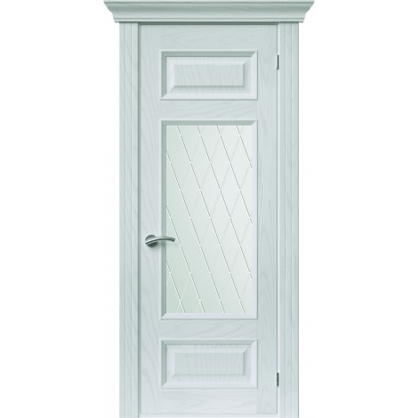 Межкомнатная дверь Sola Porte Кардинал 3 Ясень белый эмаль полотно с остеклением Багетная серия