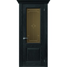 Межкомнатная дверь Sola Porte Кардинал 4 Ясень черный текстурный полотно с остеклением Багетная серия