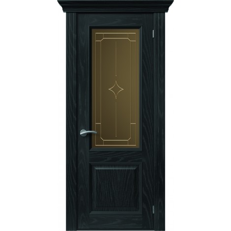 Межкомнатная дверь Sola Porte Кардинал 4 Ясень черный текстурный полотно с остеклением Багетная серия