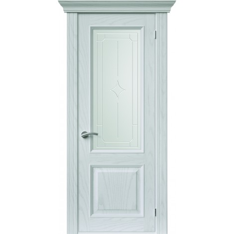 Межкомнатная дверь Sola Porte Кардинал 4 Ясень белый текстурный полотно с остеклением Багетная серия