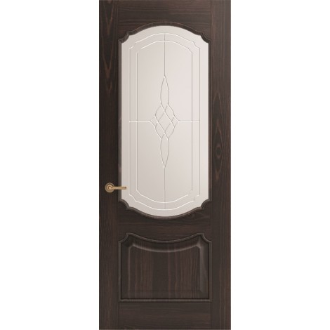 Межкомнатная дверь Sola Porte Версаль Дуб Мореный текстурный полотно с остеклением Багетная серия