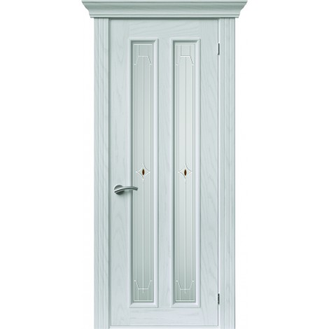 Межкомнатная дверь Sola Porte Вертикаль Ясень белый эмаль полотно с остеклением Багетная серия
