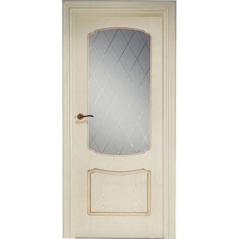 Межкомнатная дверь Свобода 750 Золотая патина 13.01 полотно с осеклением вид стекла ст.8 (2000х900) коллекция Valdo