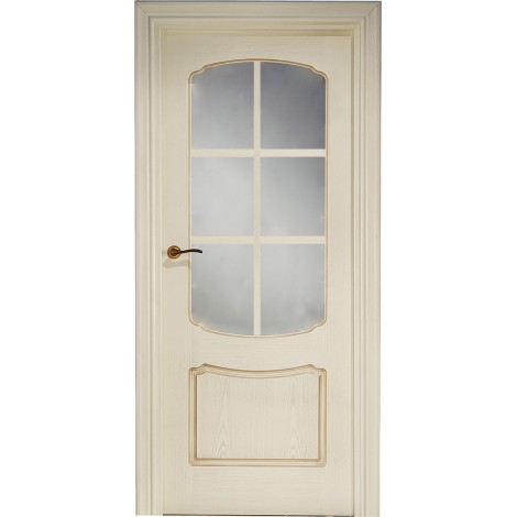 Межкомнатная дверь Свобода 750 Золотая патина 13.01 полотно с осеклением решетка вид стекла ст.1 (2000х900) коллекция Valdo